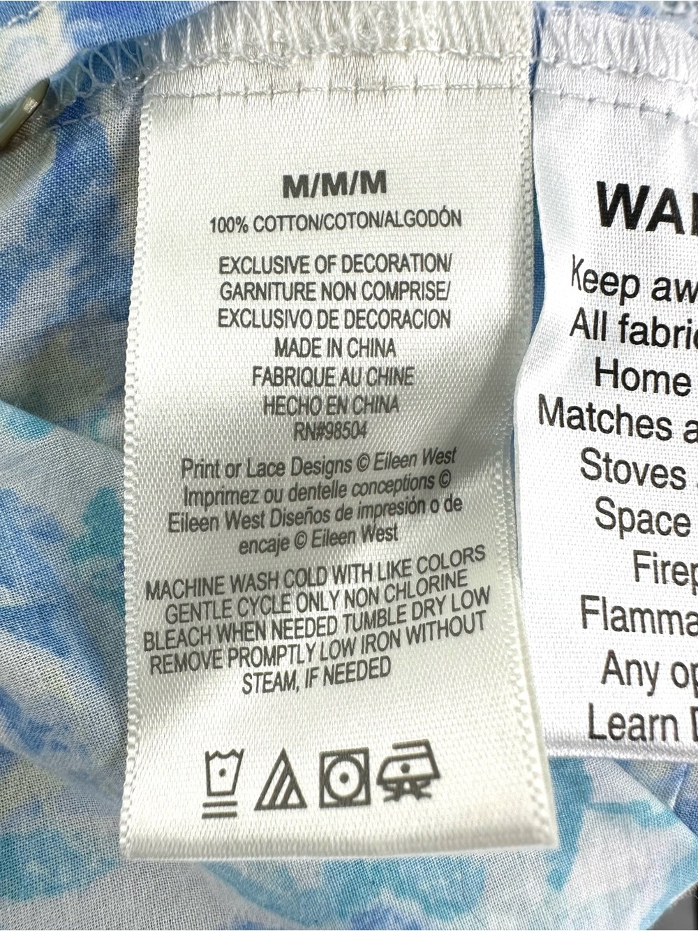 Eileen West Nightgown Sz Medium Blue Floral Lace Trim Cotton Sleeveless Cottage - Picture 6 of 9